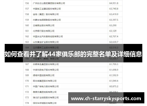 如何查看并了解44家俱乐部的完整名单及详细信息